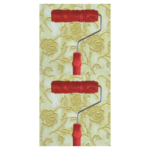 Qarigey 6.85 Inch Wall Empaistic Flower Pattern with Plastic Handle Painting Roller Tipo 1 2Conjunto