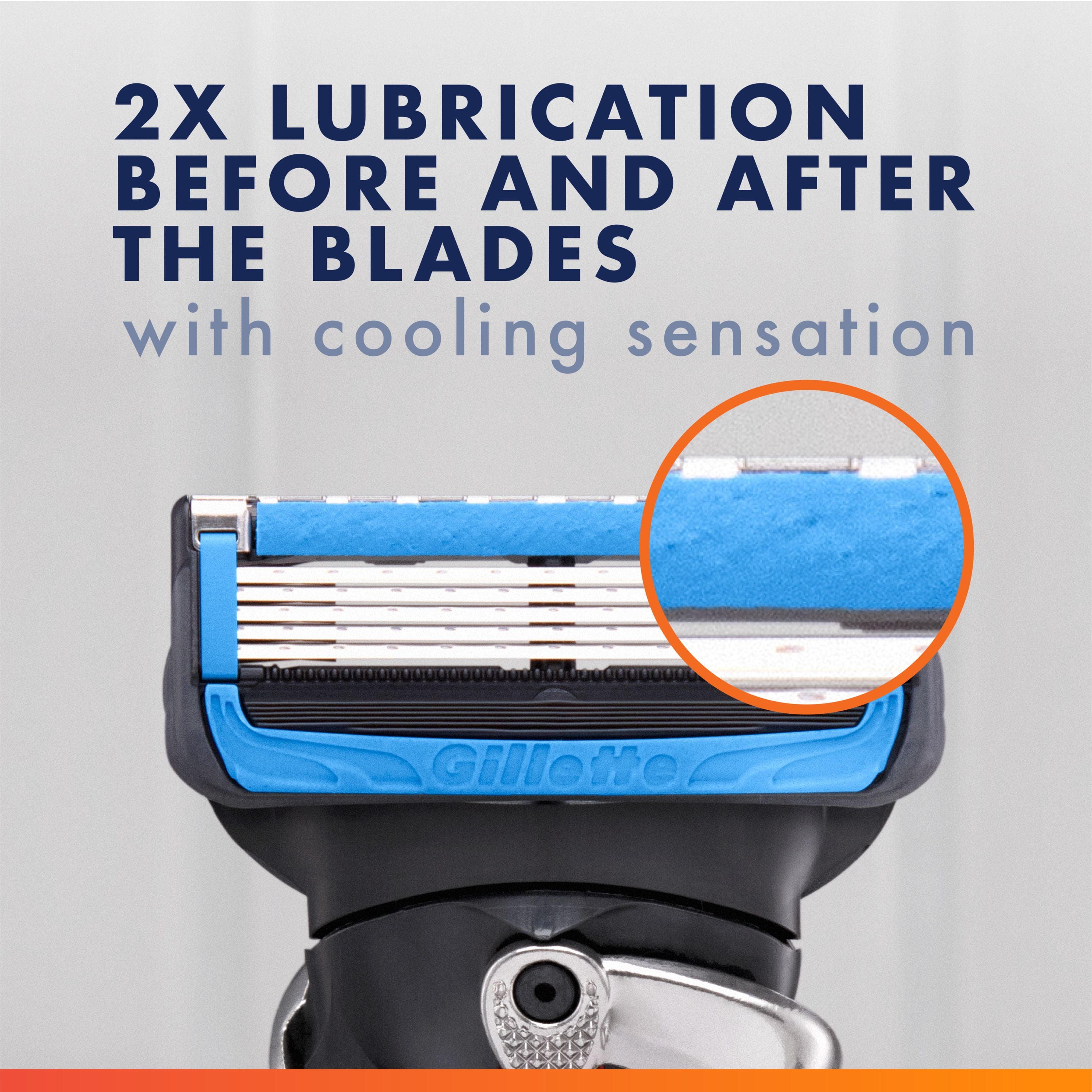 Cartouches de rechange de rasoir Gillette Fusion5 ProGlide Fraîcheur de rasoir pour manche de rasoir Flex-pivot, 5 lames de rasoir, 2x plus de lubrification rafraîchissante