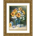 thumbnail image 1 of Monica Nero 24x32 Gold Ornate Wood Framed with Double Matting Museum Art Print Titled - Sunflowers in Vase II, 1 of 4