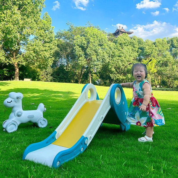 Kid Folding Slides with Stairs, Freestanding Folded Slide, Baby Game