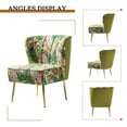 thumbnail image 4 of Floral Accent Chair Upholstered Tufted Wingback Armless Sofa Golden Legs Dining Living Room Parrot Forest Pattern Green, 4 of 8