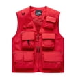 thumbnail image 1 of Hombres Sólido Escote en V Malla informal Bolsillos múltiples Cremallera múltiple Blusa Trabajo al aire libre Tops Viaje Ghotography Chaleco Abrigos Pompotops  oipoqjl14386, 1 of 3