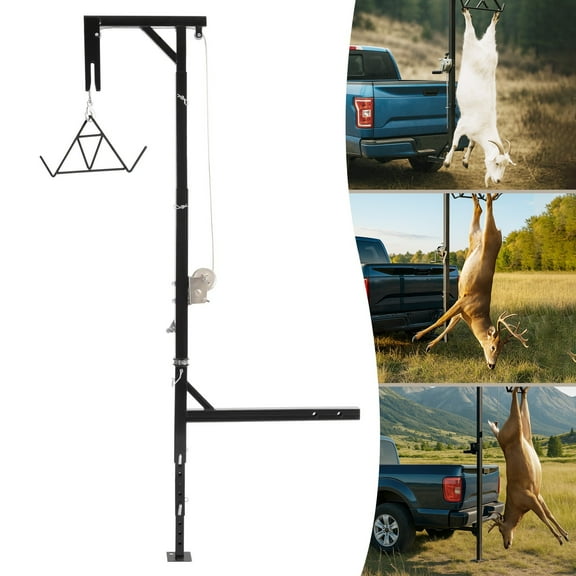 600lb Truck Hitch Game Hunting Deer Hoist w/ Winch-360 Swivel 2" Hitch Receiver