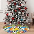 thumbnail image 5 of Lsque Various Balls Print Christmas Tree Skirt, Tree Skirt with Ties or Velcro, Perfect for Holiday Decorations, Halloween, and New Year-36", 5 of 7