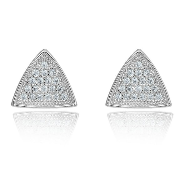 AVORA 925 Sterling Silver Simulated Diamond CZ Triangle Men's Hip Hop Stud Earrings