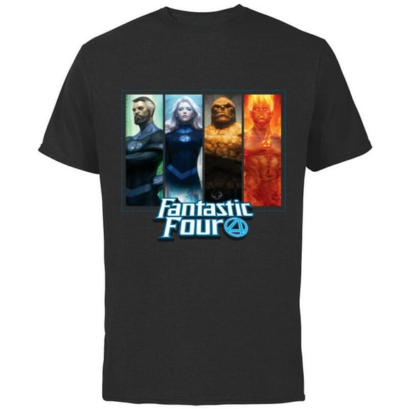 Marvel Fantastic Four Family Character Grid - Short Sleeve Cotton T-Shirt for Adults - Customized-Black