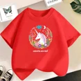 thumbnail image 3 of Bonita camiseta de algodón con dibujo de gato para niños y niñas, cuello redondo, manga corta, informal, estética, a la moda, para bebés, 3 of 5