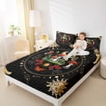 thumbnail image 4 of Feelyou Cartoon Mushroom Flower Queen Sheet Sets, Black Gold Moon Sun Flat Sheet, Vintage Rustic Bohemian Queen Fitted Sheet, Ultra Soft Bedroom Decor, 4pcs, 4 of 7