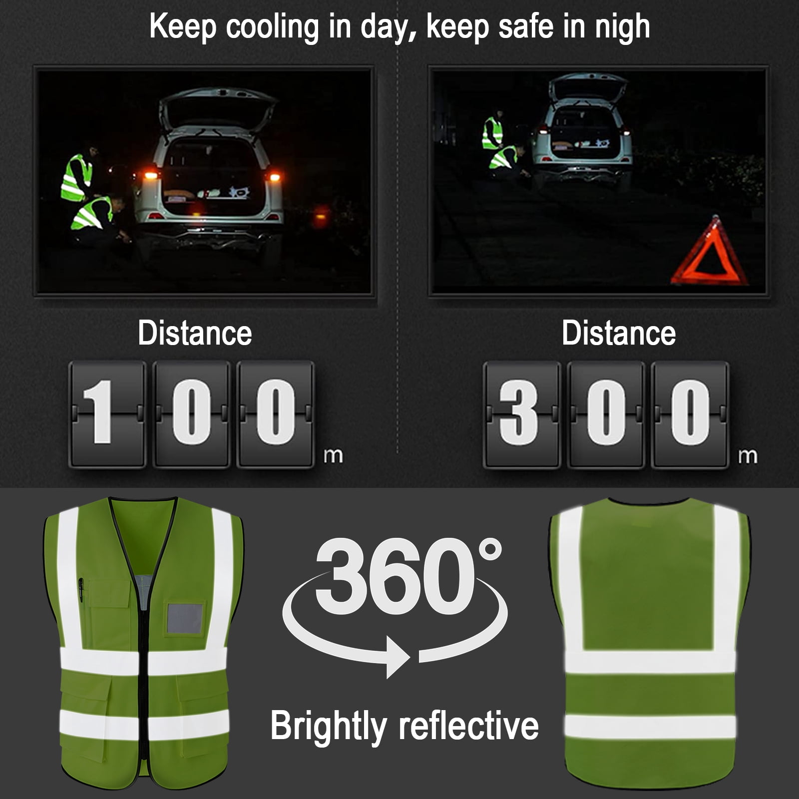 Cooling Safety Vest with Ice Packs - Construction Work Ice Cool Vest for Men Women with Multi-pockets