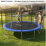 Mersco 14ft Trampoline PLAY Heavy Duty Outdoor Trampoline for Kids and Adults, Backyard Trampoline with Enclosure Net for Family Fun,Jumping Trampoline for Boys and Girls Birthday Gift ,Blue