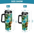 thumbnail image 3 of 40oz insulated car cup with handle and straw suitable for all ages Stainless steel vacuum insulated cup. Palm Leaves and Coconuts, 3 of 10