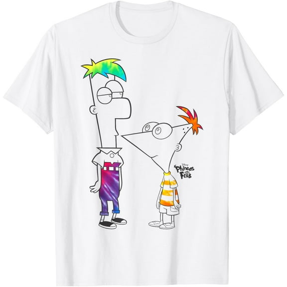 Phineas And Ferb T-shirt Boys Of Tie Dye T-Shirt Cotton Short Sleeve Crew Neck Soft T-shirt