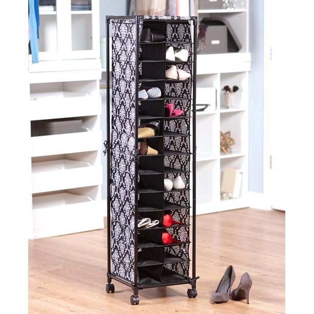 Fashionable Rolling Shoe Storage Cubbies for 28 Pairs