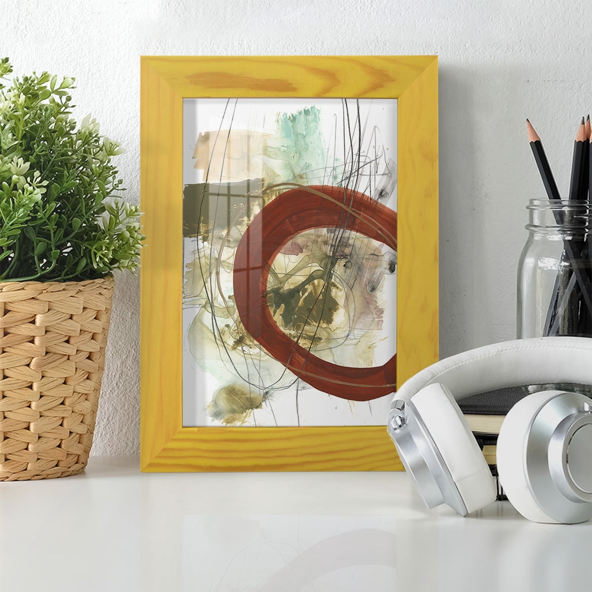 Rusted Loops II - Framed Print w/glass - Sunflower Yellow