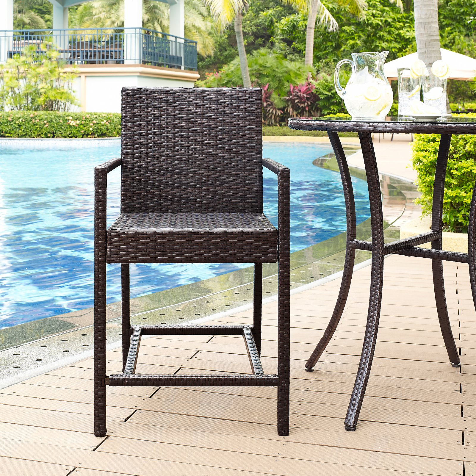 Crosley Palm Harbor Outdoor Wicker Bistro Stool, Set of 2 - Walmart.com