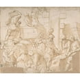 thumbnail image 2 of Cesare Nebbia 14x12 Gold Ornate Wood Frame and Double Matted Museum Art Print Titled - Building (1536-1614), 2 of 4