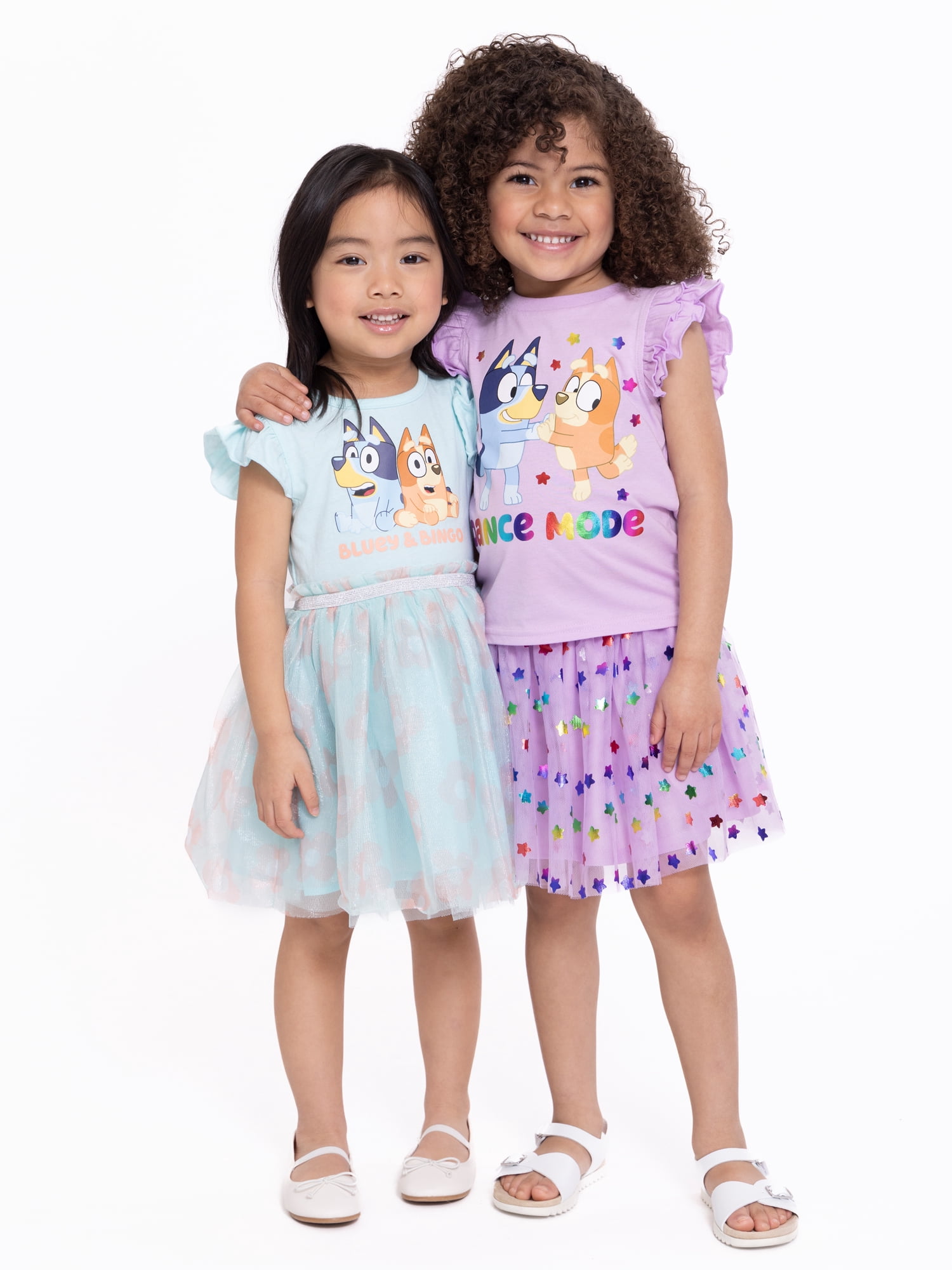 Bluey & Bingo Toddler Girl 2 Piece Ruffle Top & Tutu Skirt Set, Sizes 12M-5T