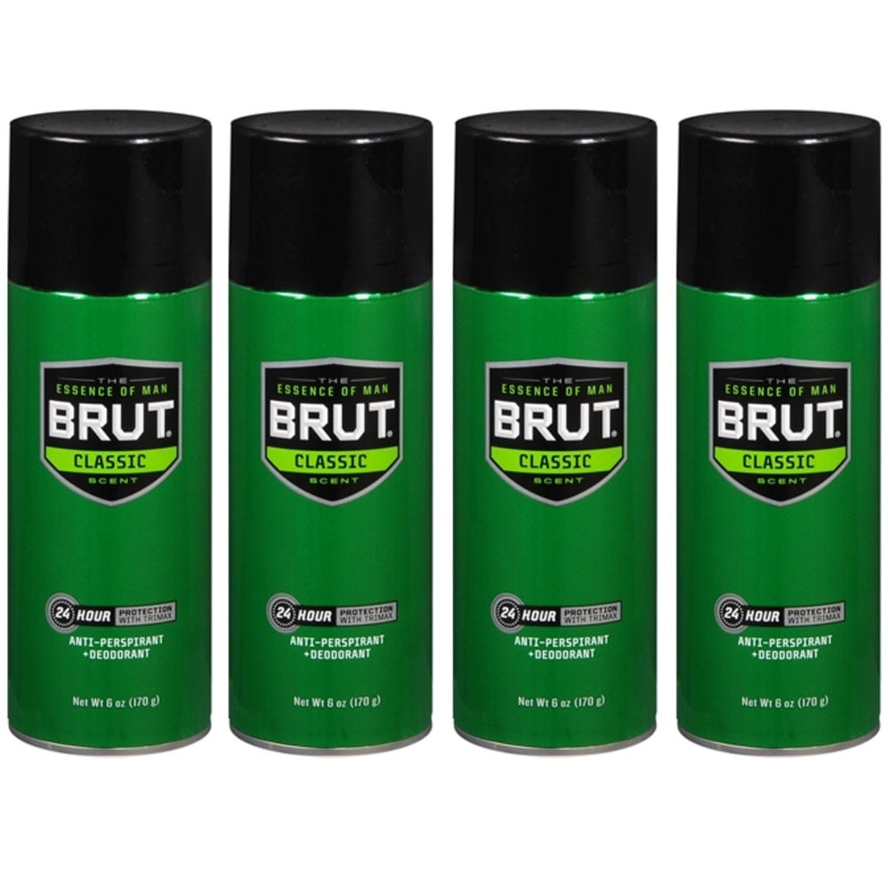 (4 Pack) BRUT AntiPerspirant Deodorant Spray, Classic 6 oz Walmart