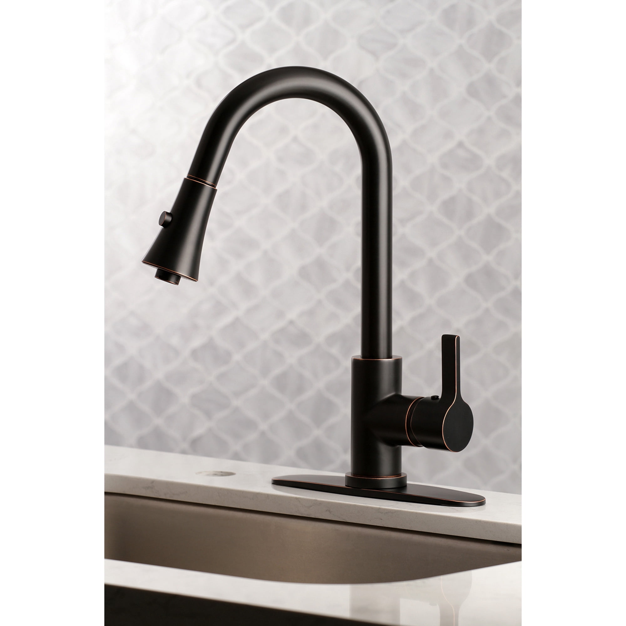 Kingston Brass LS8726CTL Continental Single-Handle Pull-Down Kitchen Faucet in Naples Bronze