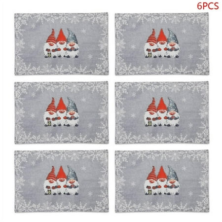 

6pcs Gnome Swedish Tomte Doll Christmas Placemats Table Mats Kitchen Tablemats