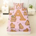 thumbnail image 3 of Manfei Cute Capybara Twin Sheets,Lovely Initial A Bedding,Pink Brown,3-Piece, 3 of 6