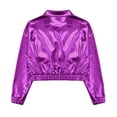 thumbnail image 4 of TiaoBug Kids Shiny Metallic Bomber Jacket Boys Girls Motorcycle Baseball Long Sleeve Zip Up Coats Purple 6, 4 of 7