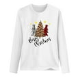 thumbnail image 6 of Odeerbi Christmas Tops For Women Long Sleeve Blouses MERRY CHRISTMAS Plaid Print 2025 Casual Round Neck T-shirt White, 6 of 7