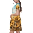 thumbnail image 2 of Lsque Sunflower Field Bliss Print Women's Casual Dress T-Shirt Summer Short Sleeve Scoop Neck Swing Dresses, 2 of 6