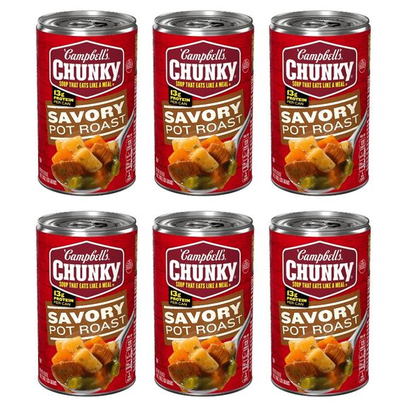 Campbell’s Chunky Soup, Savory Pot Roast Soup, 18.8 oz Can, (Pack of 6)