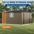 thumbnail image 5 of Ataucjin 10X12 FT Storage Shed with Cross Windows & Lockable Door，Large Outdoor Metal Shed，Peaked Roof Garden Shed for Lawn Mower,Bike,Tools,All Weather Secure Storage(ship in 3 boxes), 5 of 7