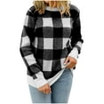 thumbnail image 2 of CALAFEBILA Women Plaid Sweater, Fashion Fall And Winter Warm Crewneck Knit Pullover Sweater, 2 of 8