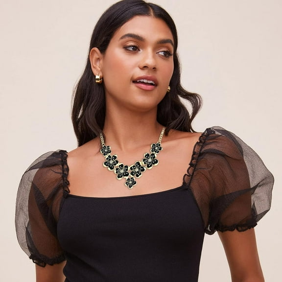 Womens Statement Necklaces Flower Chunky Necklace Floral Bib Necklaces[o7830]