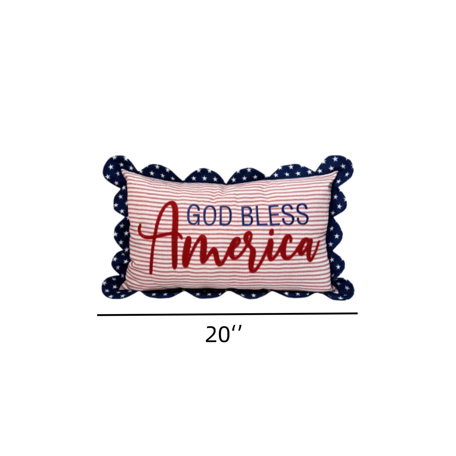 God Bless America Patriotic Decorative Pillow, 20" x 12" Independence Day Embroidered Throw Pillow for Home Sofa Bed Couch Bedroom, Decorative Cushion for 250th Anniversary 4th of July Decoration