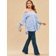 thumbnail image 4 of Talla grande Hombro frío Botón verificado arriba arriba Rosegal Blusas Tallas Grandes, 4 of 5