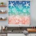 thumbnail image 4 of Blue Teal Pink Ombre Coastal Sheer Curtains 54" Long, Nautical Beach Starfish Coral Summer Light Filering Curtains, Breathable Simi Curtain Privacy Drapes for Kitchen Bathroom Small Window Treatment, 4 of 9