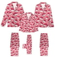 thumbnail image 2 of mgoYE Family Christmas Pajamas Couple Matching Pajamas Sets Silk Long Sleeve Button Sleepwear Satin Pjs Shorts Set Soft Lounge Set(Pink,L), 2 of 9