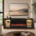 thumbnail image 5 of Bestier 70" Fireplace TV Stand for TVs up to 75", Modern Entertainment Center with 36" Electric Fireplace, TV Console with LED Lights and Adjustable Shelves for Living Room, Black, 5 of 10