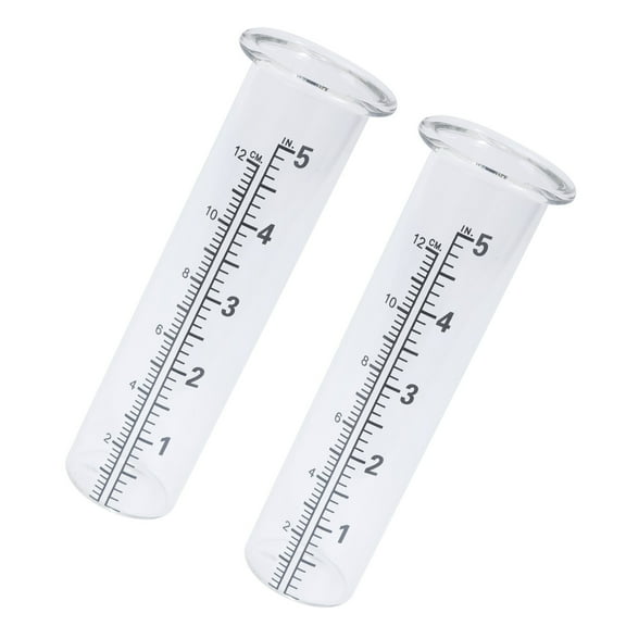 2Pcs Clear Capacity Glass Rain Gauge Replacement Tube Outdoor Garden Yard Home Suitable for Decorating Yard and Outdoor
