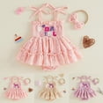 thumbnail image 2 of Duqingm Baby Girl First Birthday Outfit Smocked Bubble Romper Dress Jumpsuit Bodysuit Cute Summer Clothes Red,12-18 Months, 2 of 6