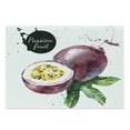 thumbnail image 1 of Fruit Cutting Board, Hand Drawn Watercolor Passion Fruit with Foliage Color Splashes Backdrop, Decorative Tempered Glass Cutting and Serving Board, Large Size, Purple Green and Black, by Ambesonne, 1 of 1