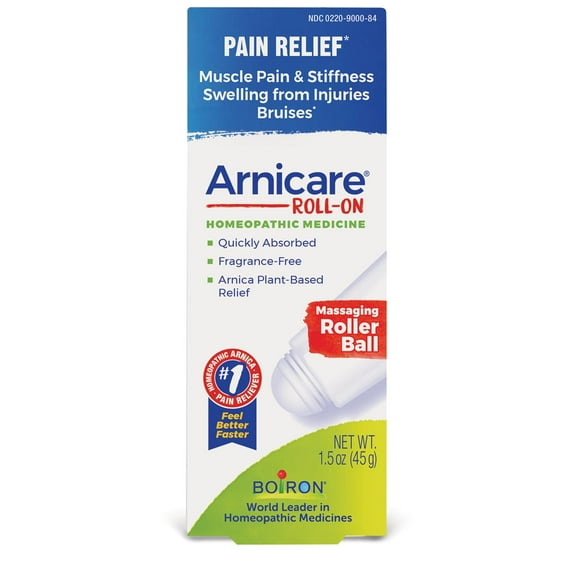 Boiron Arnicare Roll-On, Homeopathic Medicine for Pain Relief, Muscle Pain & Stiffness, Swelling from Injuries, Bruises, 1.5 oz