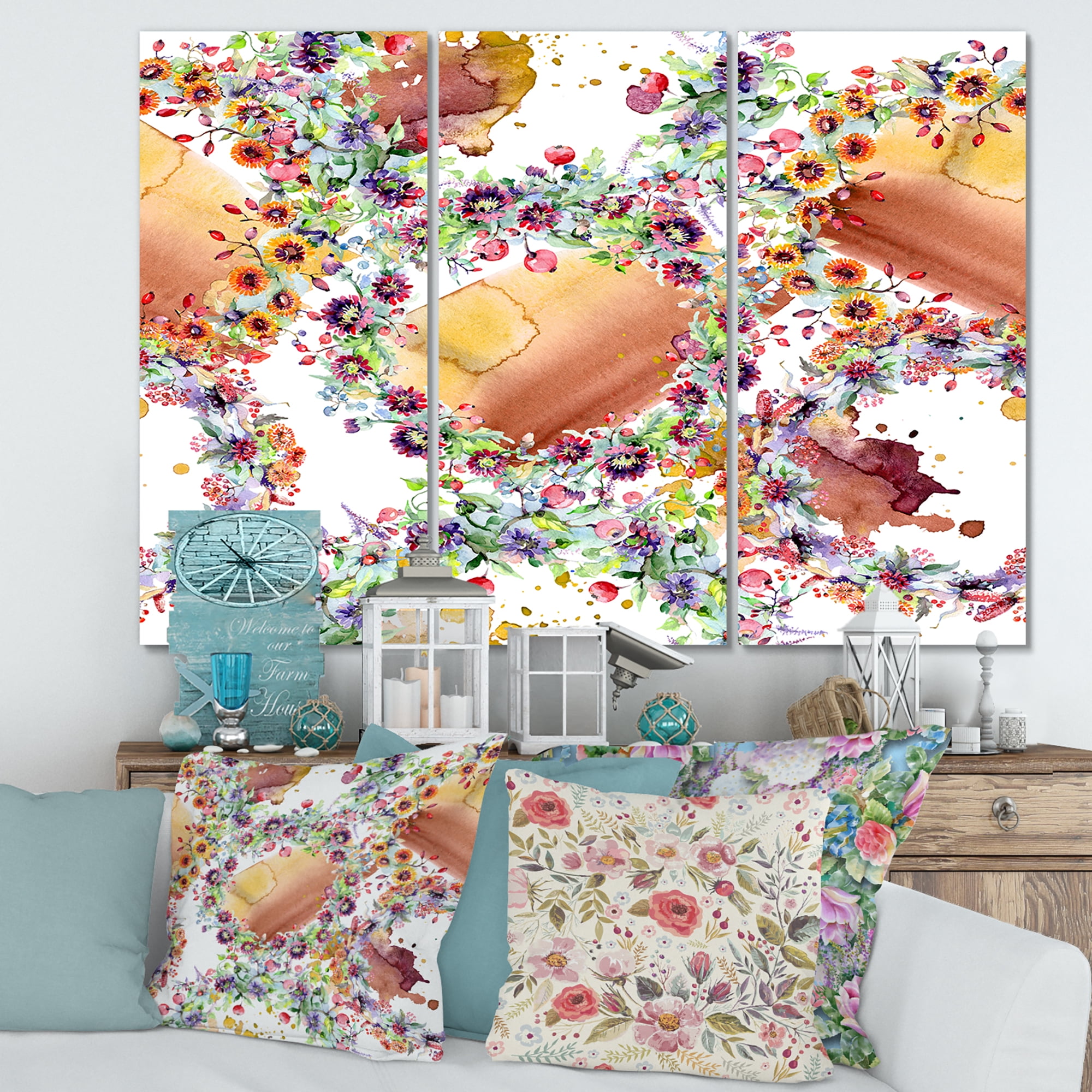 Designart Vibrant Wild Spring Leaves 28 in x 36 in Painting Canvas Art Print, by Designart