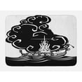 thumbnail image 1 of Nordic Bath Mat, Abstract Artwork of a Viking Chief Being Burned on a Longboat Norse Mythology, Non-Slip Plush Mat Bathroom Kitchen Laundry Room Decor, 29.5 X 17.5 Inches, Black and White, Ambesonne, 1 of 2