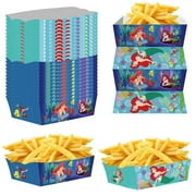 24Pcs Party French Fry Box for Mermaid Ariel Theme Birthday Party Supplies Decor,Birthday Game Party Kraft Paper Gift Bag Decoration.