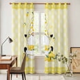 thumbnail image 5 of Kitchen Curtains 84 Inch Length 2 Panels, Lemon Gnomes Grommets Window Treatment Curtain, Summer Botanical Fruit Leaf Yellow Lattices Thermal Curtains Drapes for Living Room/Bathroom, 5 of 9