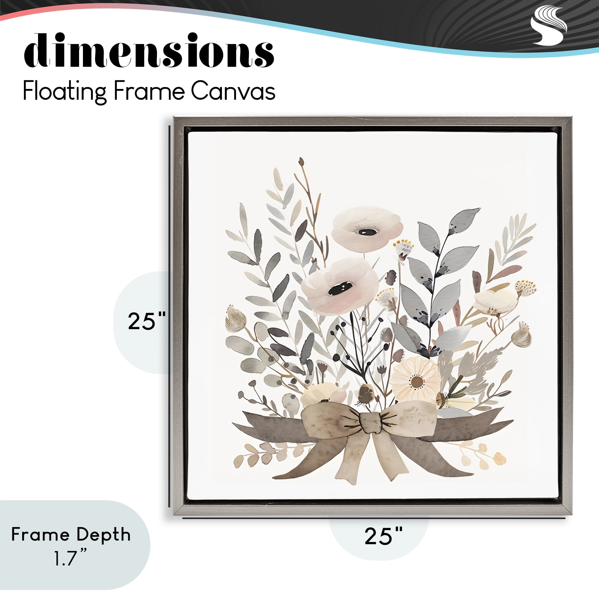 Stupell Industries Neutral Floral Bouquet Beige Gray Framed Floater Canvas Wall Art, design by Creative Studio