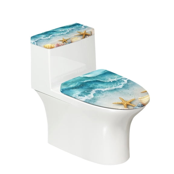 HELLHERO Starfish Toilet Seat Cover Soft Toilet Lid Covers & Pack of 2 for Hotel Stretch Fit Elastic Bottom
