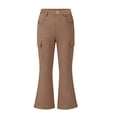thumbnail image 2 of Mifsaly Girls Cargo Flare Pants High Waisted Button Front Bootcut Trousers with Pockets and Belt Loops Full Length School Daily Casual Bottoms Khaki,Size 14, 2 of 9