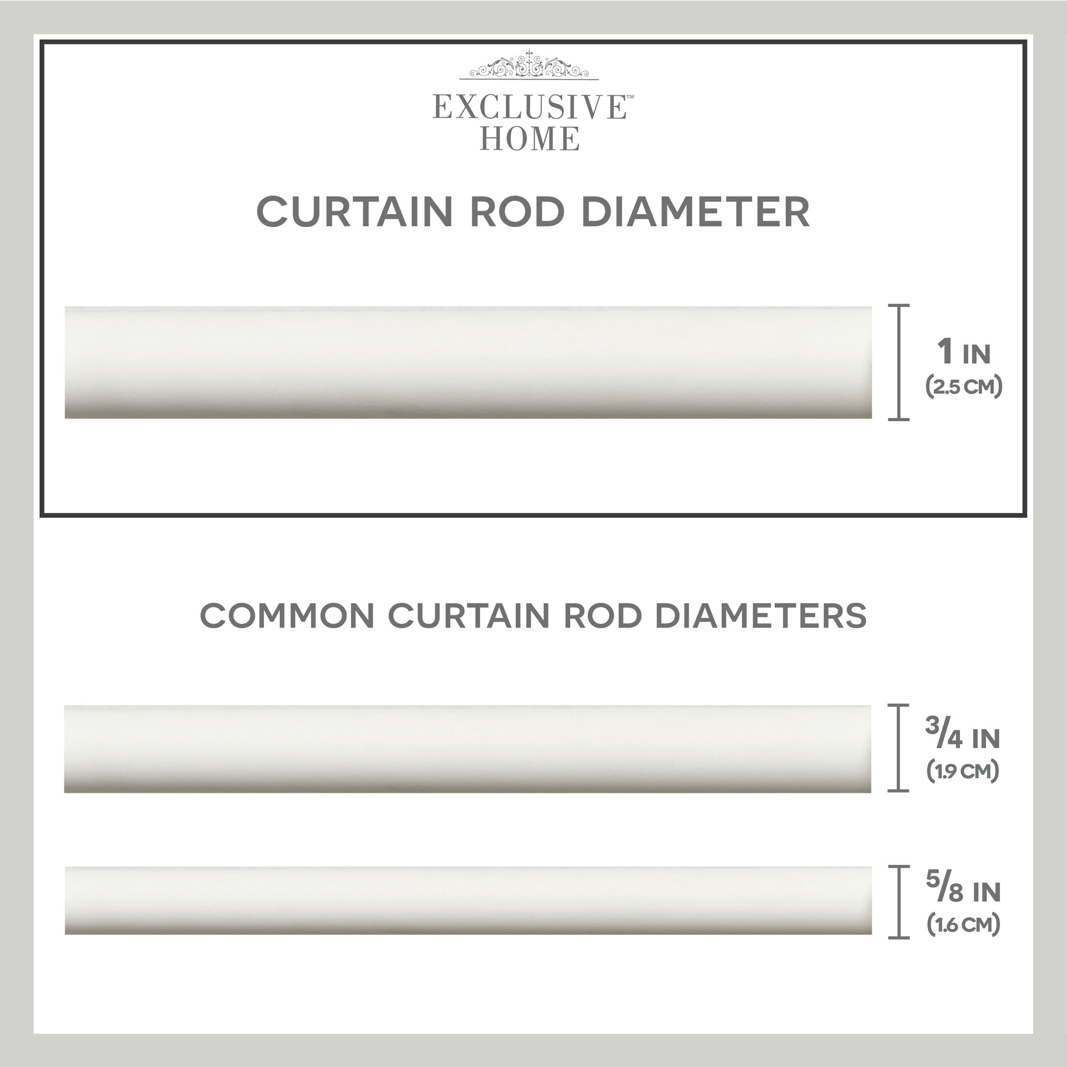 Exclusive Home White Mosaic 1" Curtain Rod and Coordinating Finial Set, Matte White, Adjustable 36"-72"