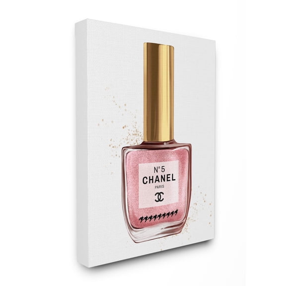 Stupell Industries Makeup Nail Polish Pink Gold Fashion Design Canvas Wall Art by Ziwei Li